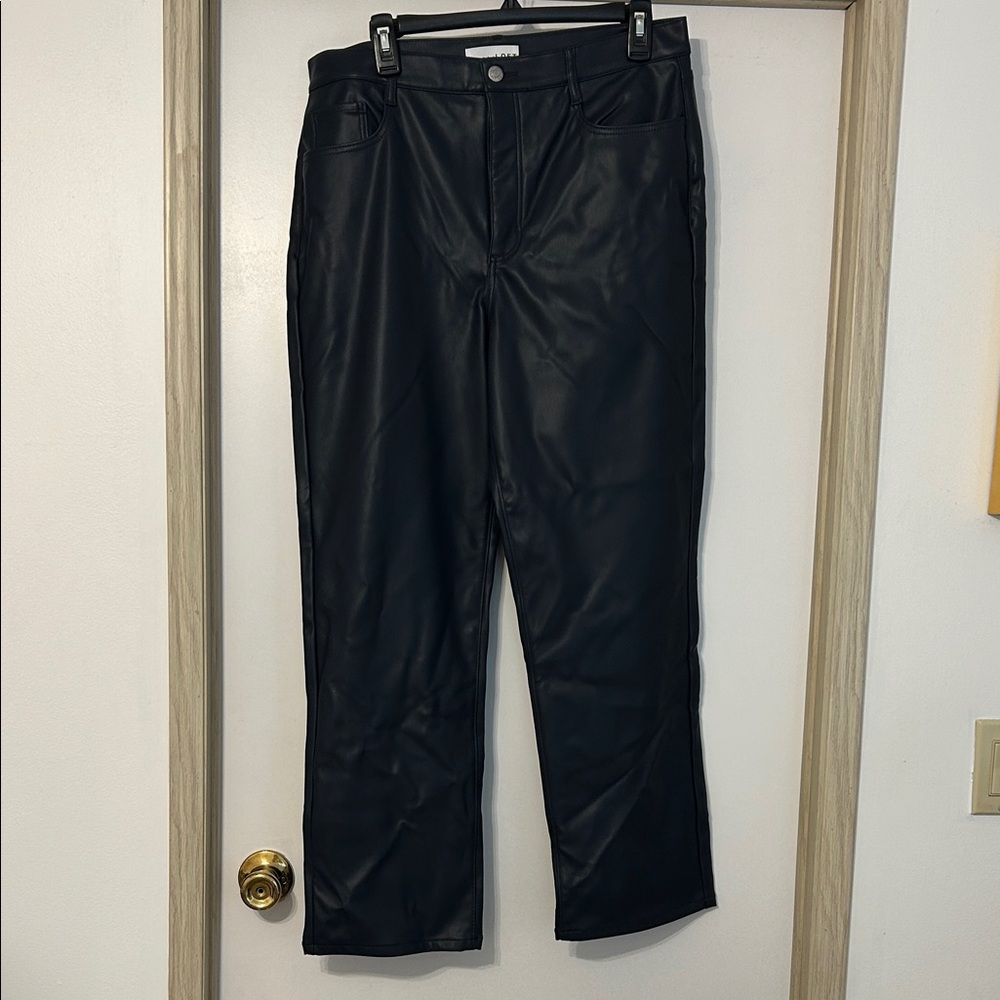 Navy faux leather pants